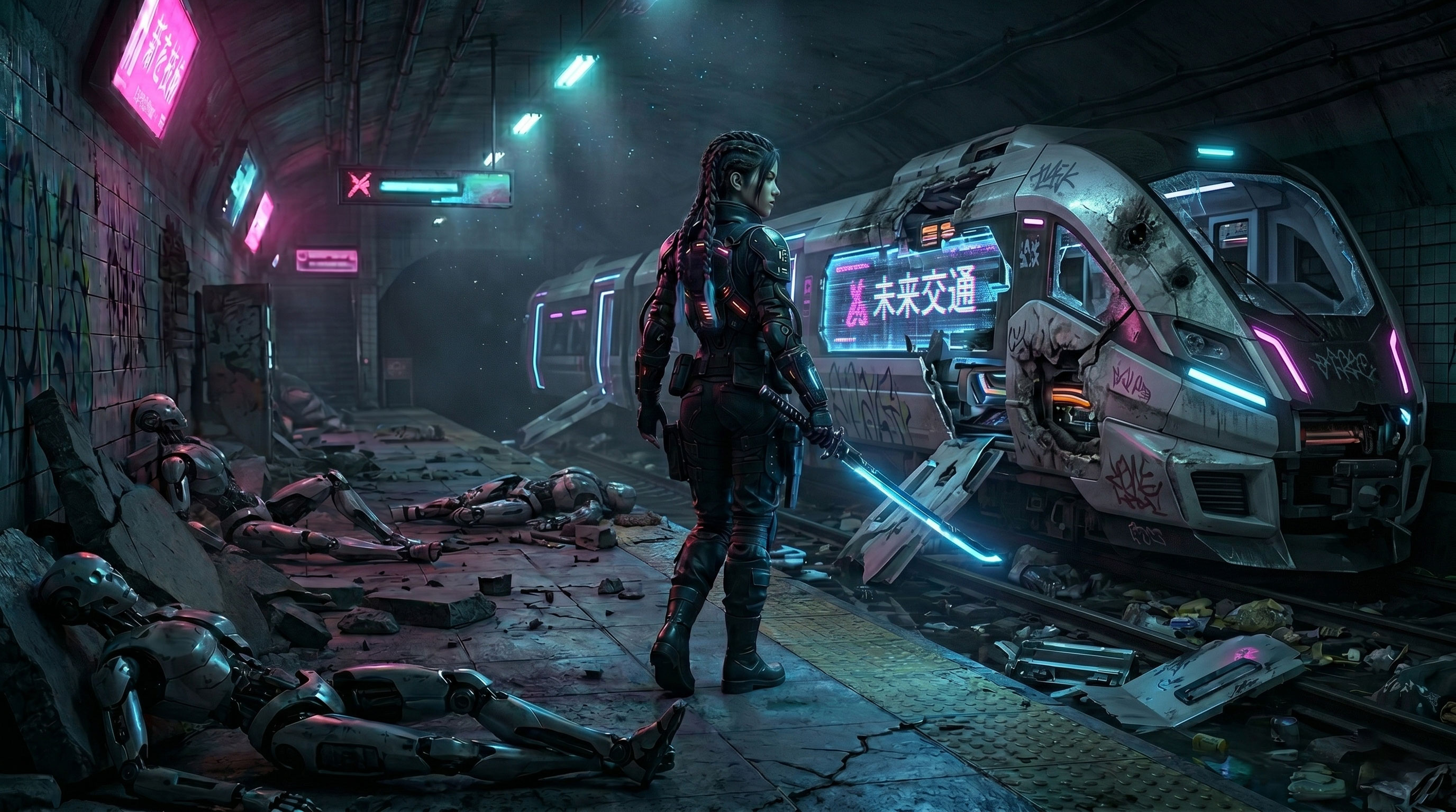 CyberBlade subway station dev diary art